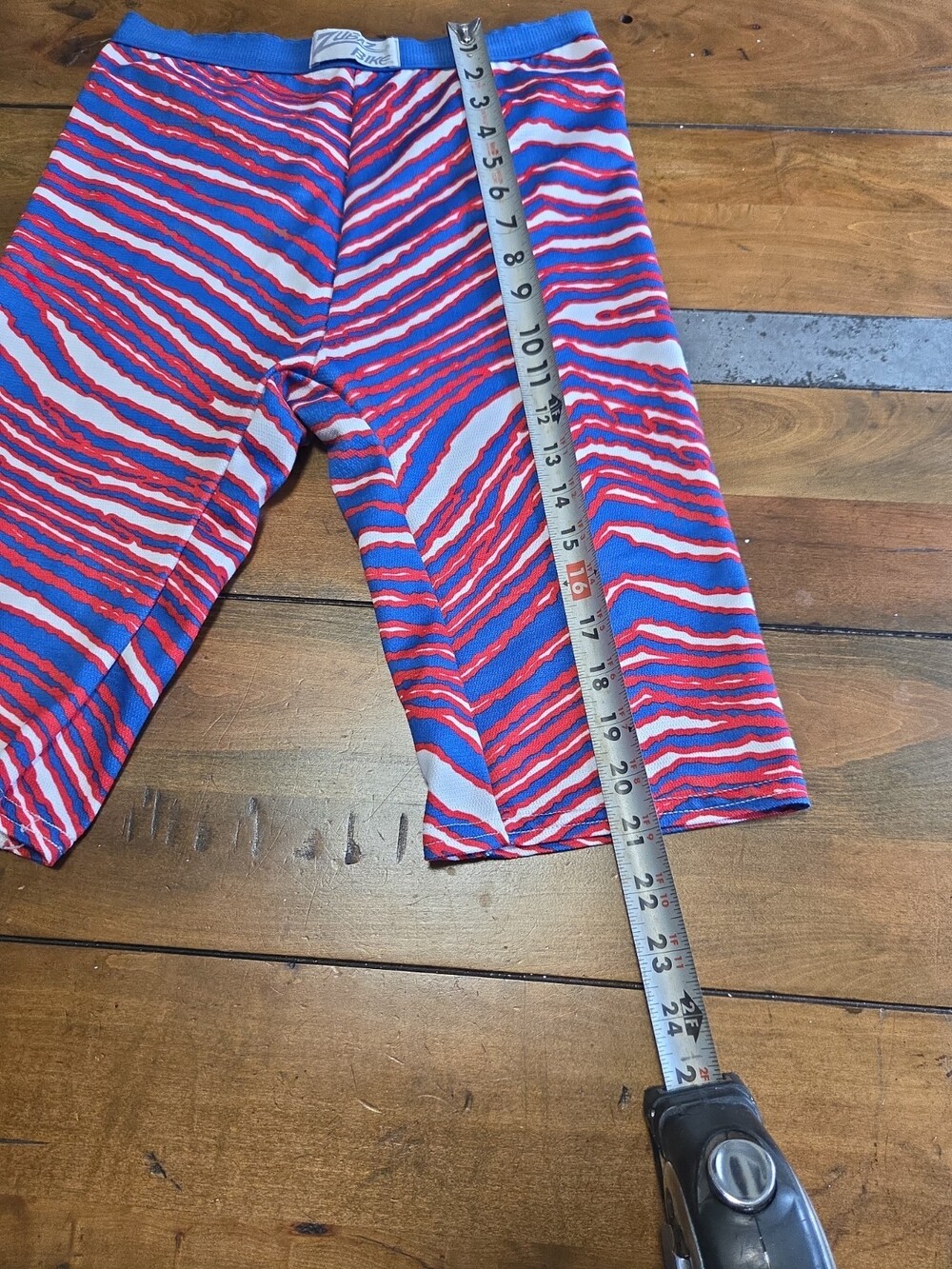 Vintage 90s Zubaz Bike Shorts Medium Red White Blue Zebra Spandex 1990s - Picture 4 of 9